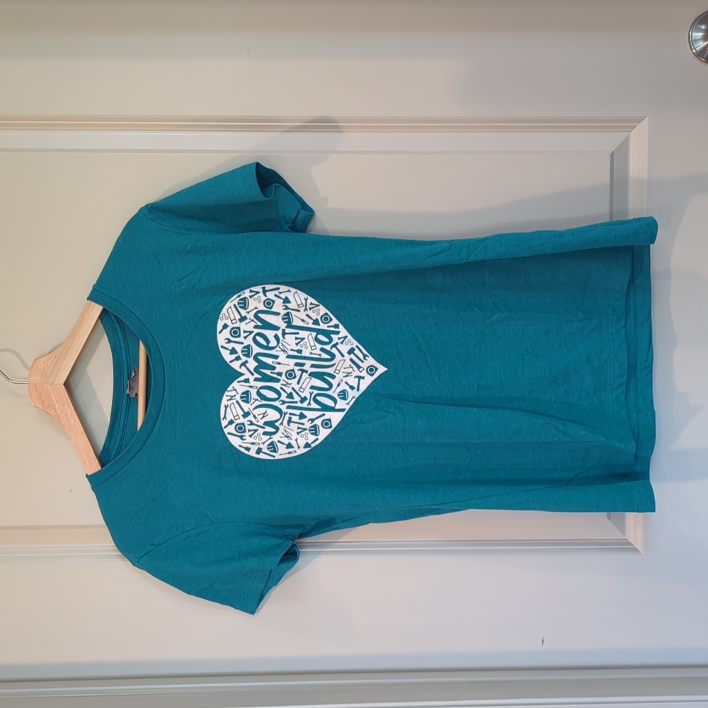 Habitat for Humanity Women Build Short Sleeve Shirt Women's Large Teal w/ White